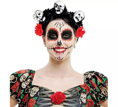 Skull headband with roses
