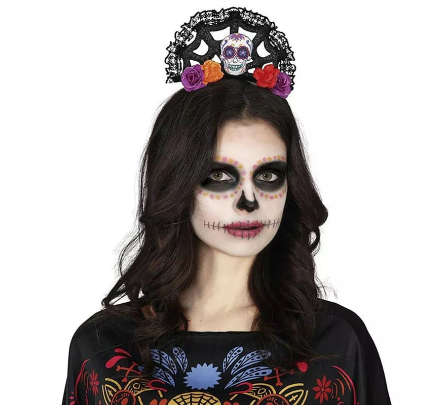 Translation missing: en.Diadema de Catrina calavera y flores