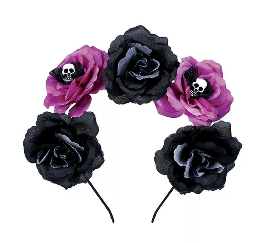 Translation missing: en.Diadema de Catrina Flores negras y púrpura