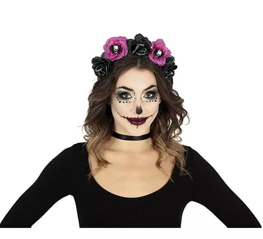 Translation missing: en.Diadema de Catrina Flores negras y púrpura