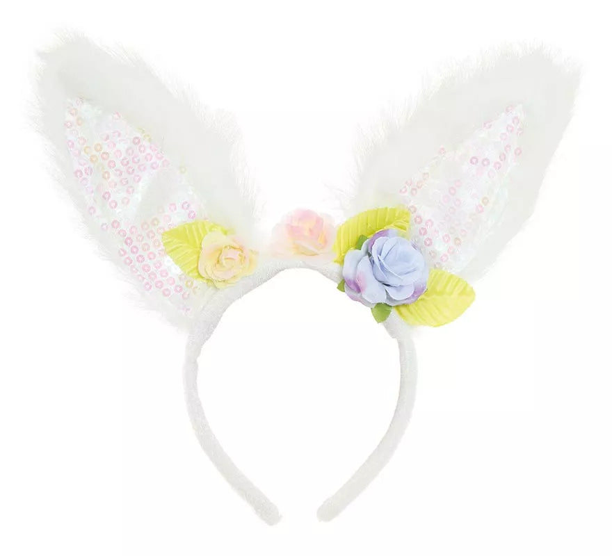 Diadema de Conejita con de Lentejuelas y Rosas
