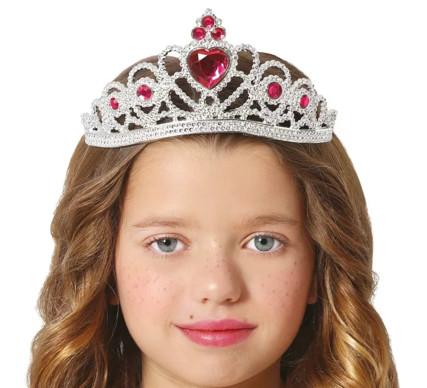 Translation missing: en.Diadema de Corazón plateada y rojo infantil