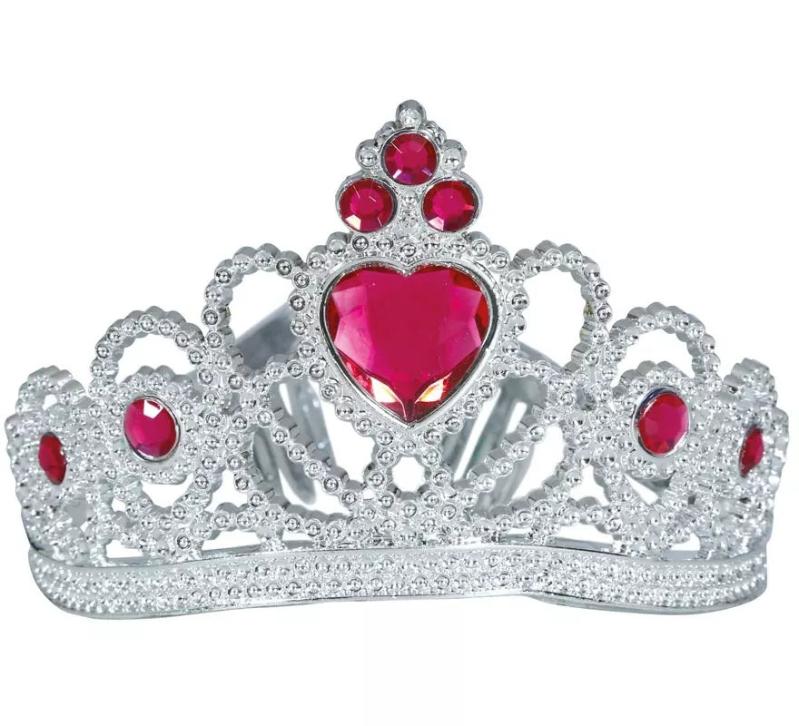Diadema de Corazón plateada y rojo infantil