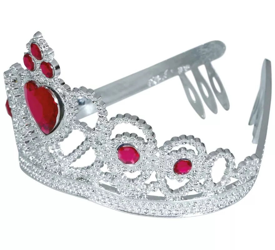 Diadema de Corazón plateada y rojo infantil