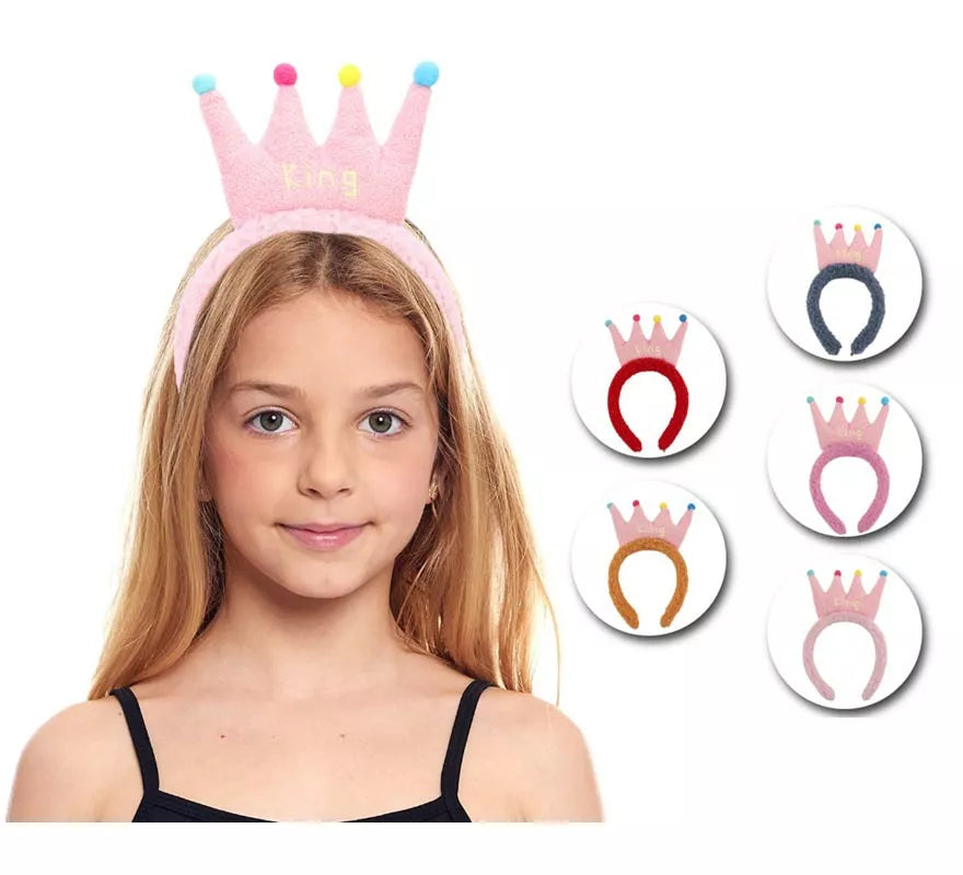 Translation missing: en.Diadema de Corona de peluche en colores surtidos infantil