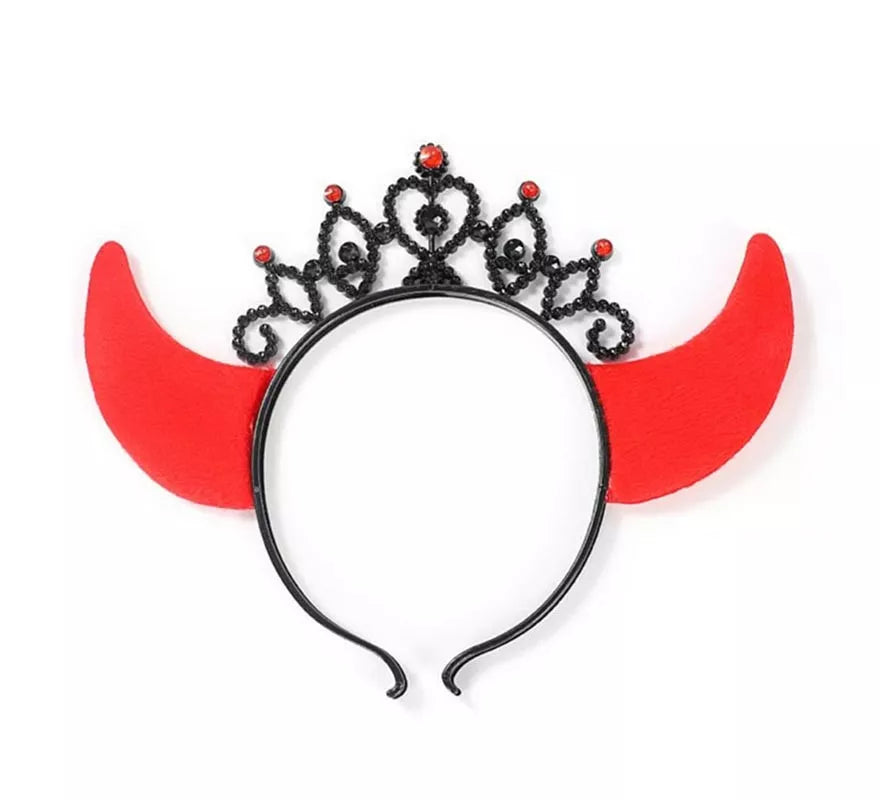 Diadema de Corona Diablesa con cuernos