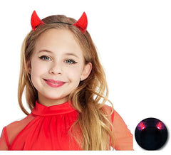 Short Devil Horns Headband with Light for Kids