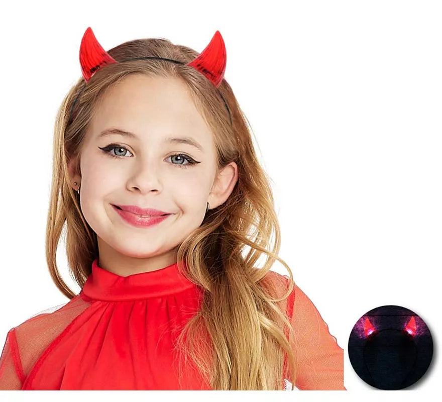 Translation missing: en.Diadema de Cuernos de Demonio cortos con luz infantil