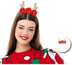 Reindeer Antler Headband with Flowers