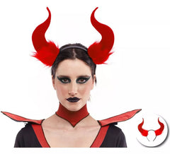 Long Devil Headband with Red Hair