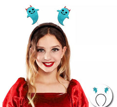 Blue Ghost Headband with Horns for Kids
