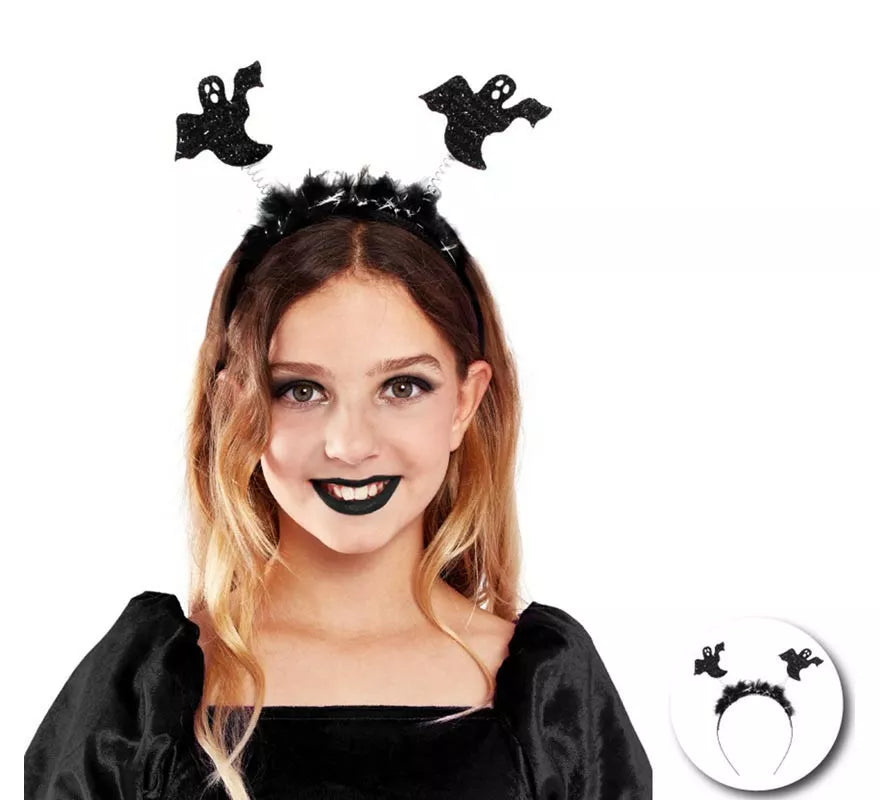 Translation missing: en.Diadema de Fantasmas negros con plumas infantil