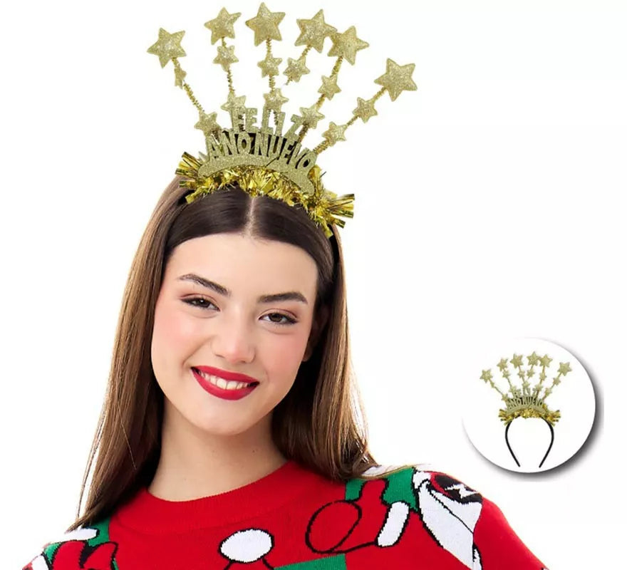 Diadema de Feliz Año Nuevo con estrellas