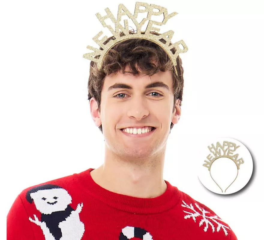 Translation missing: en.Diadema de Feliz Año Nuevo dorado brillante