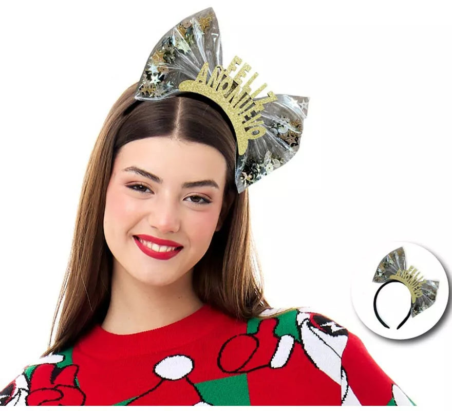 Translation missing: en.Diadema de Feliz Año Nuevo dorado con lazo