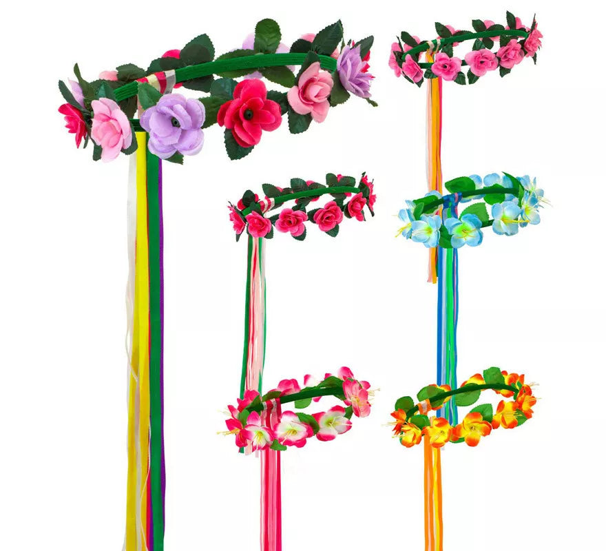 Translation missing: en.Diadema de Flores con Cintas Multicolor en 6 modelos surtidos