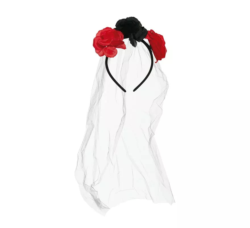 Diadema de Flores con Velo