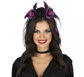 Diadema de Flores negras y lilas con Velo
