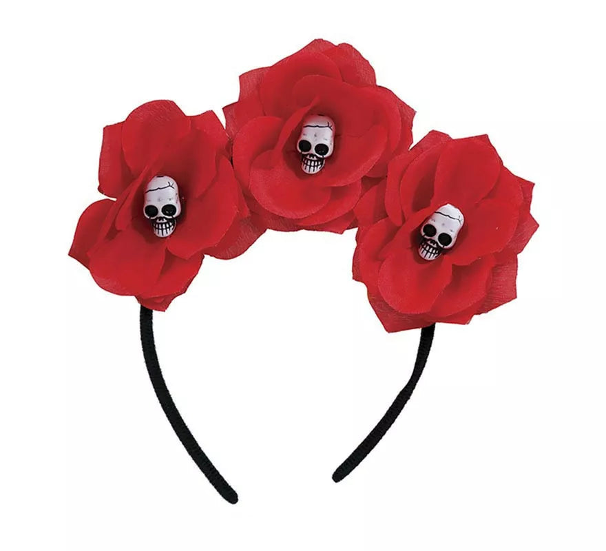 Translation missing: en.Diadema de Flores rojas con Calaveras