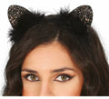 Diadema de Gatita con plumas negras adulto