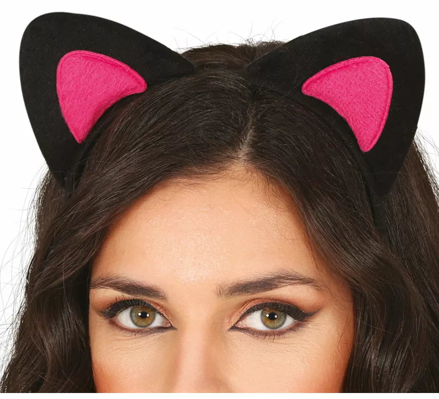 Translation missing: en.Diadema de Gatita rosa y negro adulto