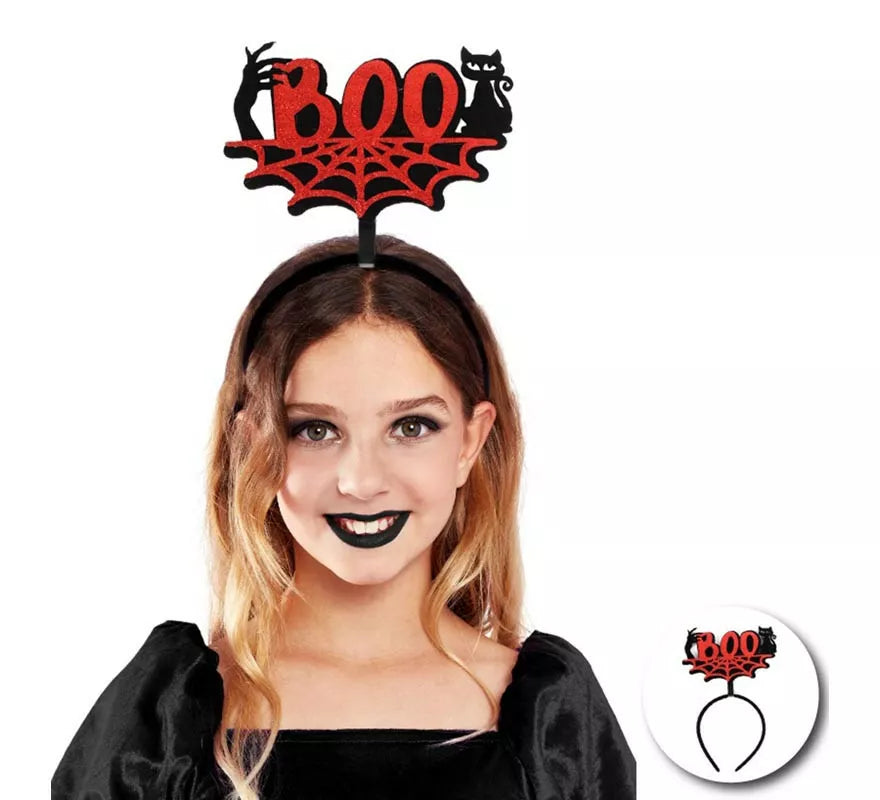 Translation missing: en.Diadema de Gato Boo rojo y negro infantil