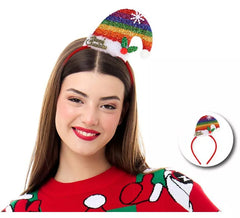 Rainbow Christmas Hat Headband