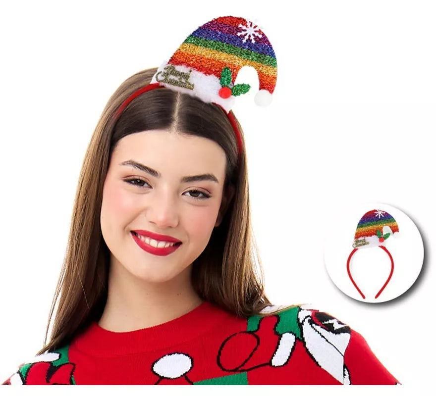 Translation missing: en.Diadema de Gorro Navideño Arcoíris