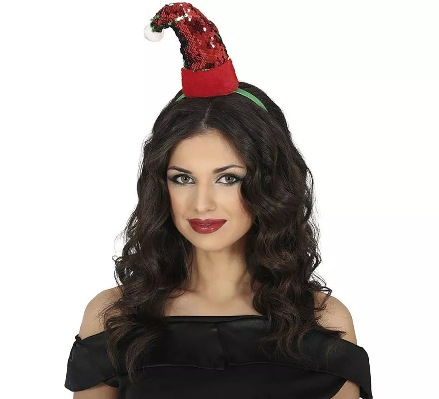 Translation missing: en.Diadema de Gorro Papá o Mamá Noel con lentejuelas