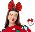 Diadema de Lazo Navideño rojo brillante