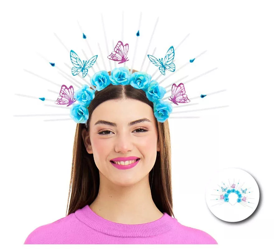 Translation missing: en.Diadema de Mariposa primavera floral azul