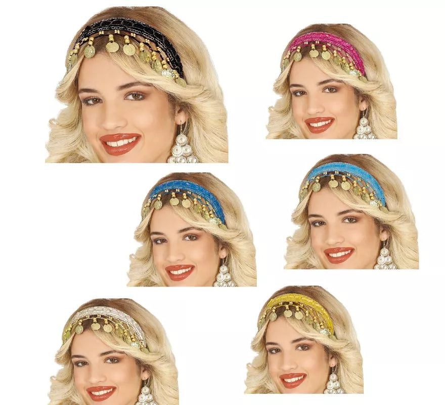 Translation missing: en.Diadema de Monedas Árabe Zíngara en varios colores adulto