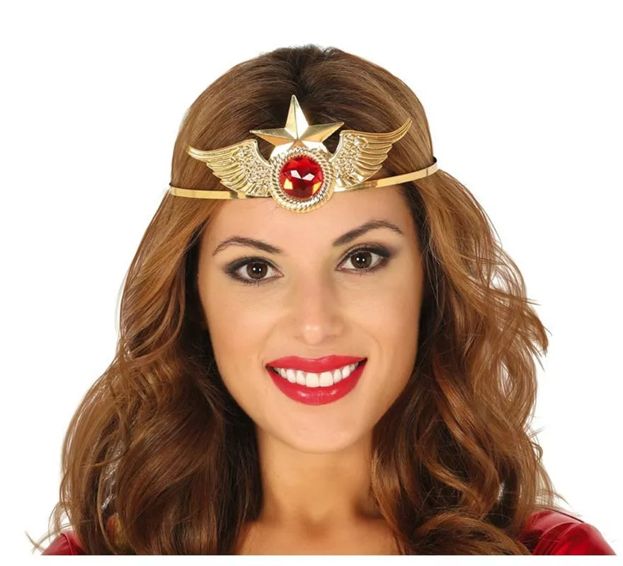 Diadema de Mujer maravilla Dorada con estrella