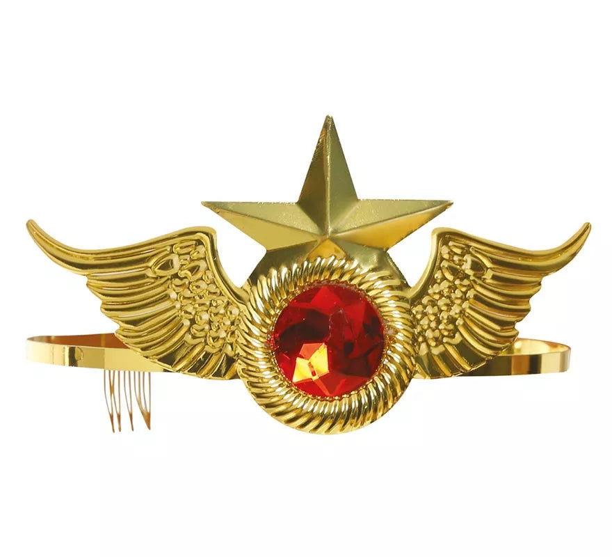 Diadema de Mujer maravilla Dorada con estrella