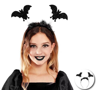 Diadema de Murciélagos negros con plumas infantil