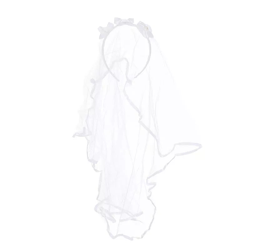 Diadema de Novia con Velo Blanco