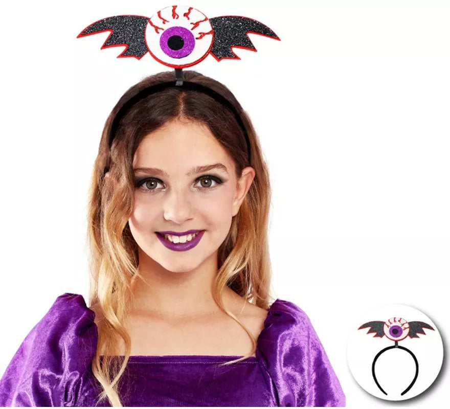 Translation missing: en.Diadema de Ojo Sangriento morado con alas infantil