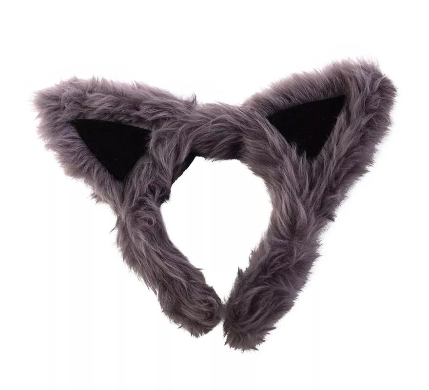 Diadema de Oreja de Lobo gris oscuro de 9x8 cm