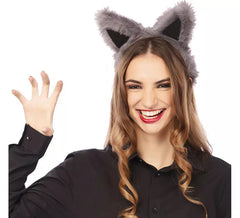 Dark Grey Wolf Ear Headband 9x8cm