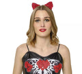 Diadema de Orejas Catrina Rosas rojas