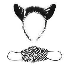 Tiara com orelhas de zebra e máscara