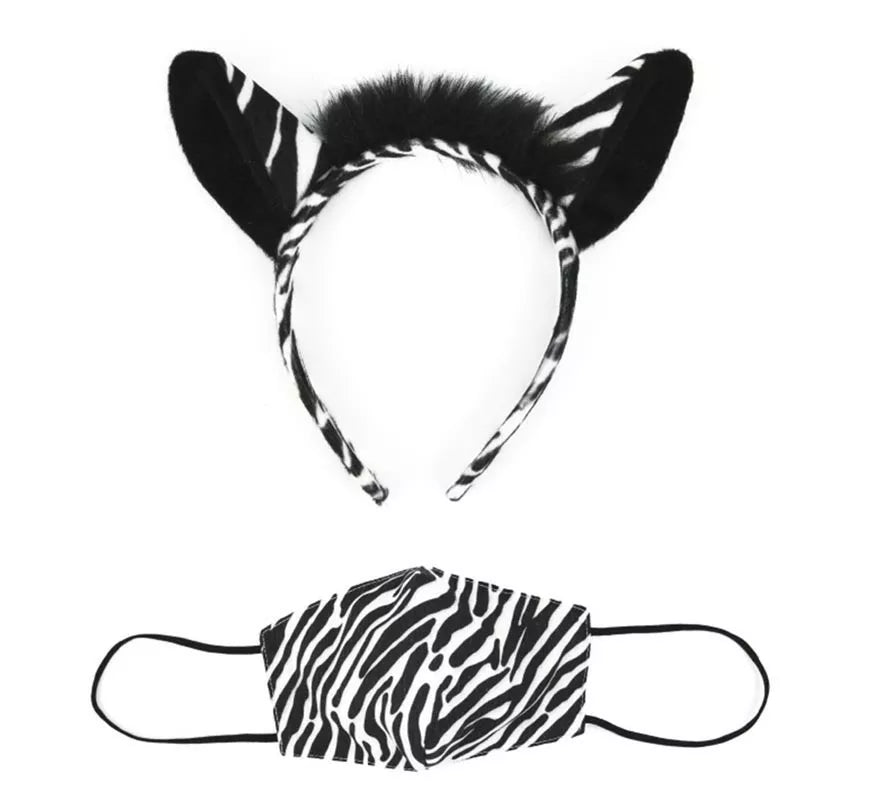 Translation missing: en.Diadema de Orejas Cebra con mascarilla