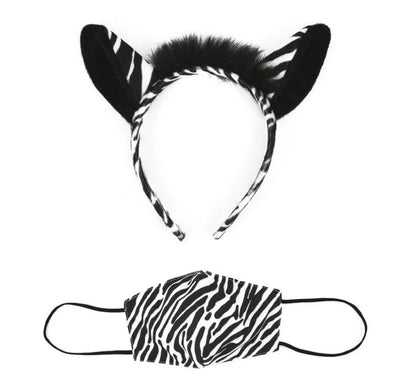 Diadema de Orejas Cebra con mascarilla