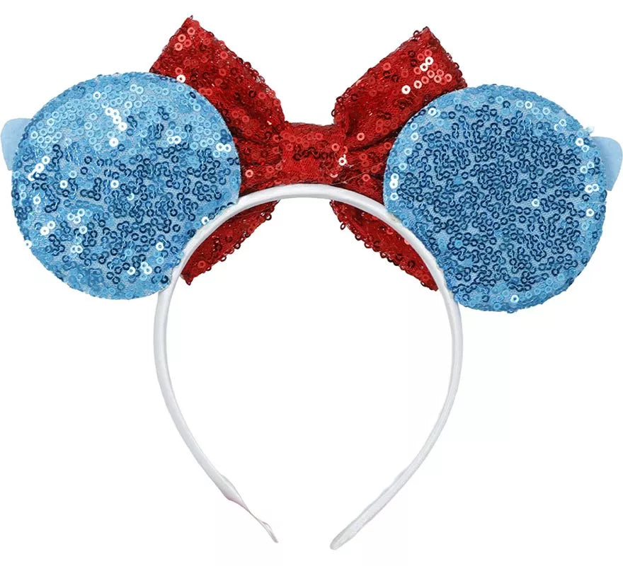 Diadema de Orejas Ratón con Lazo y Lentejuelas
