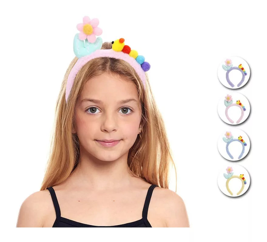 Translation missing: en.Diadema de Oruga de peluche en colores surtidos infantil