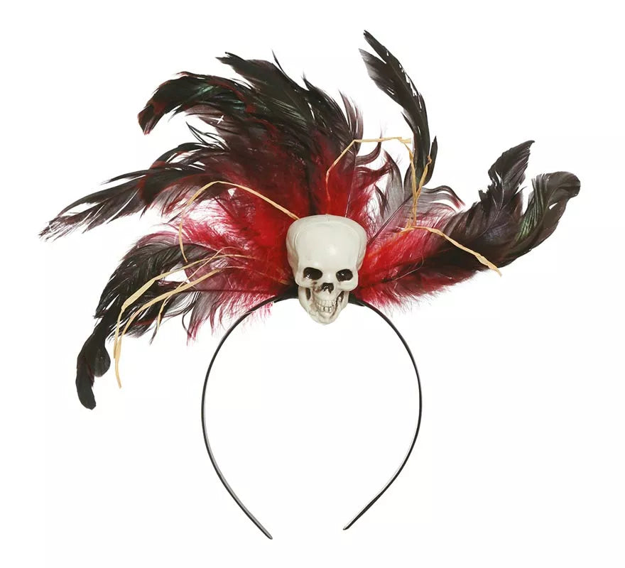 Diadema de Plumas con Calavera