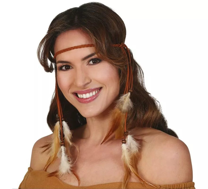 Diadema de Plumas de India Colgantes