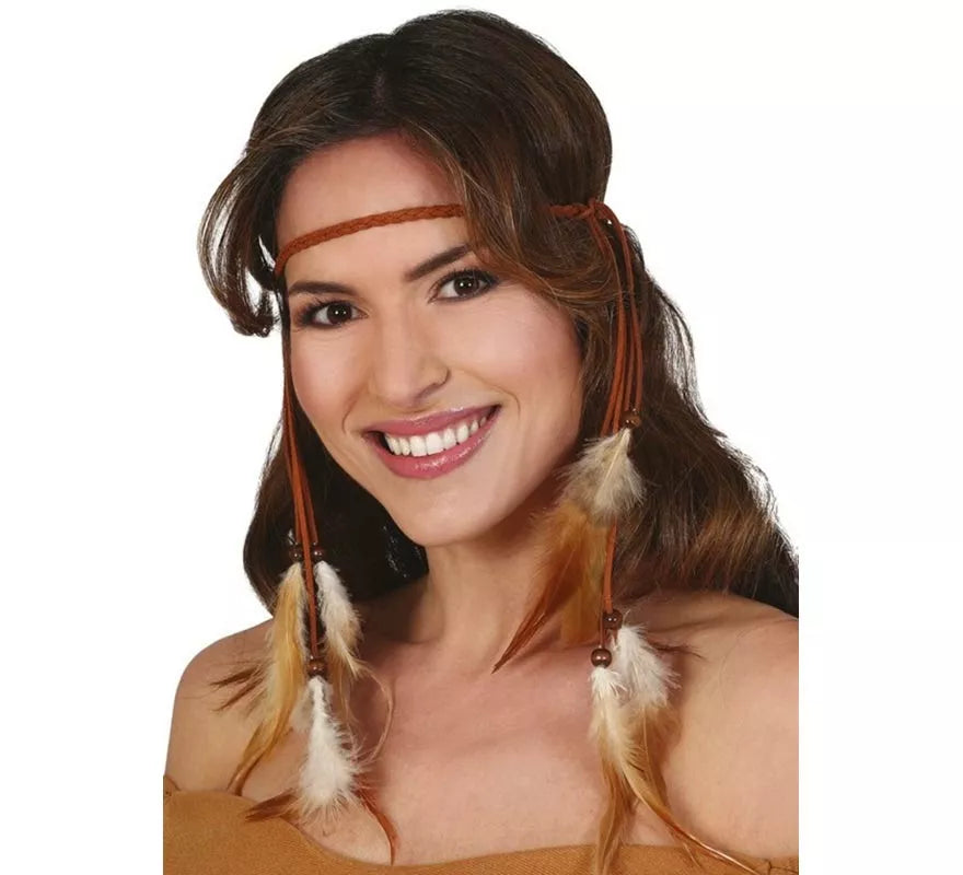 Diadema de Plumas de India Colgantes