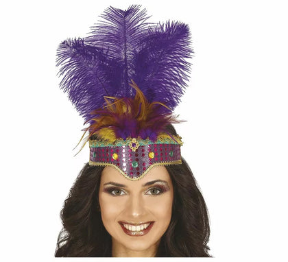 Diadema de Plumas Lilas