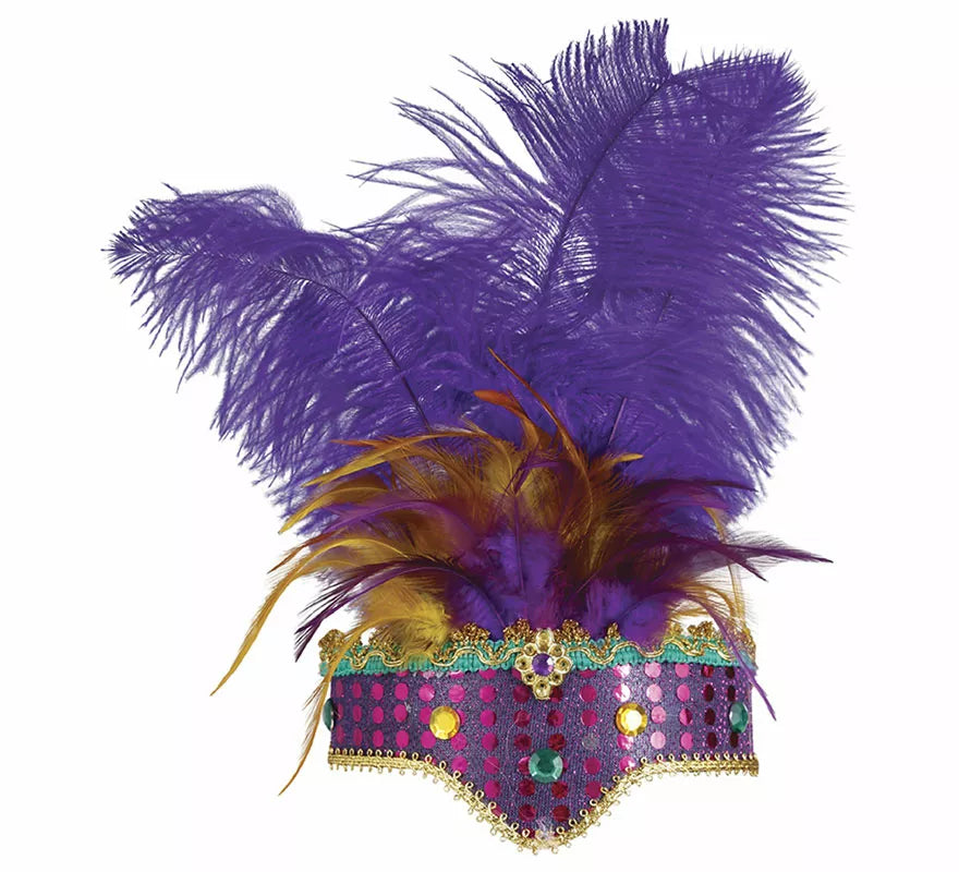 Diadema de Plumas Lilas